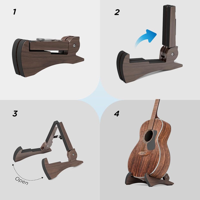 DIDA Lightweight Foldable A- Frame Plastic Guitar Stand for Acoustic, Electric Guitars, Ukulele, Guitar Stand Floor, Portable Travel Stand, Single Guitar Holder (Black Walnut) - Image 3